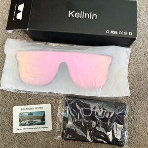 Kelinln Pink Mirrored Shield Sunglasses